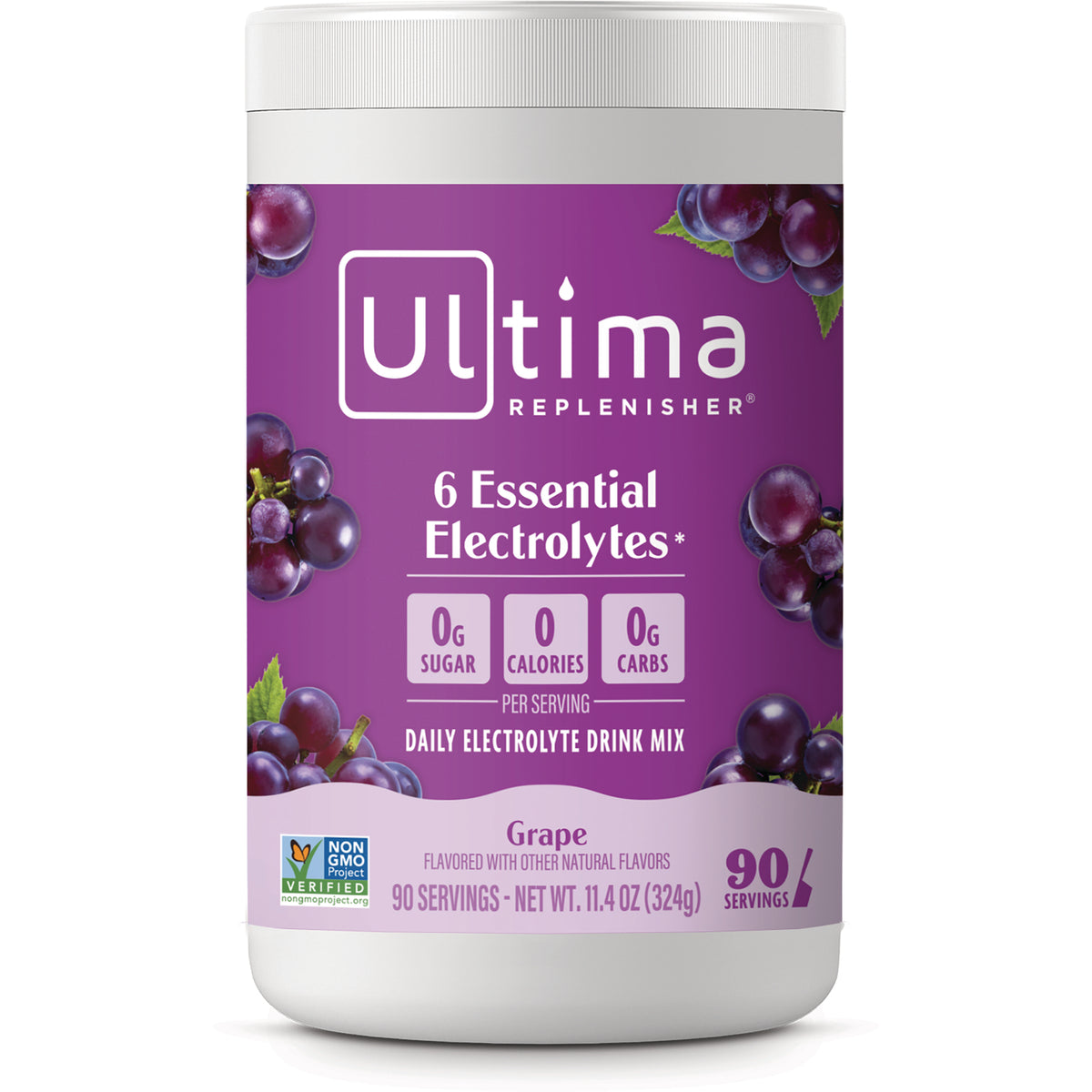 UHP017 | Ultima Replenisher Grape electrolyte drink mix, 6 essential electrolytes, 0 sugar, 0 calories, 0 carbs, 90 servings
