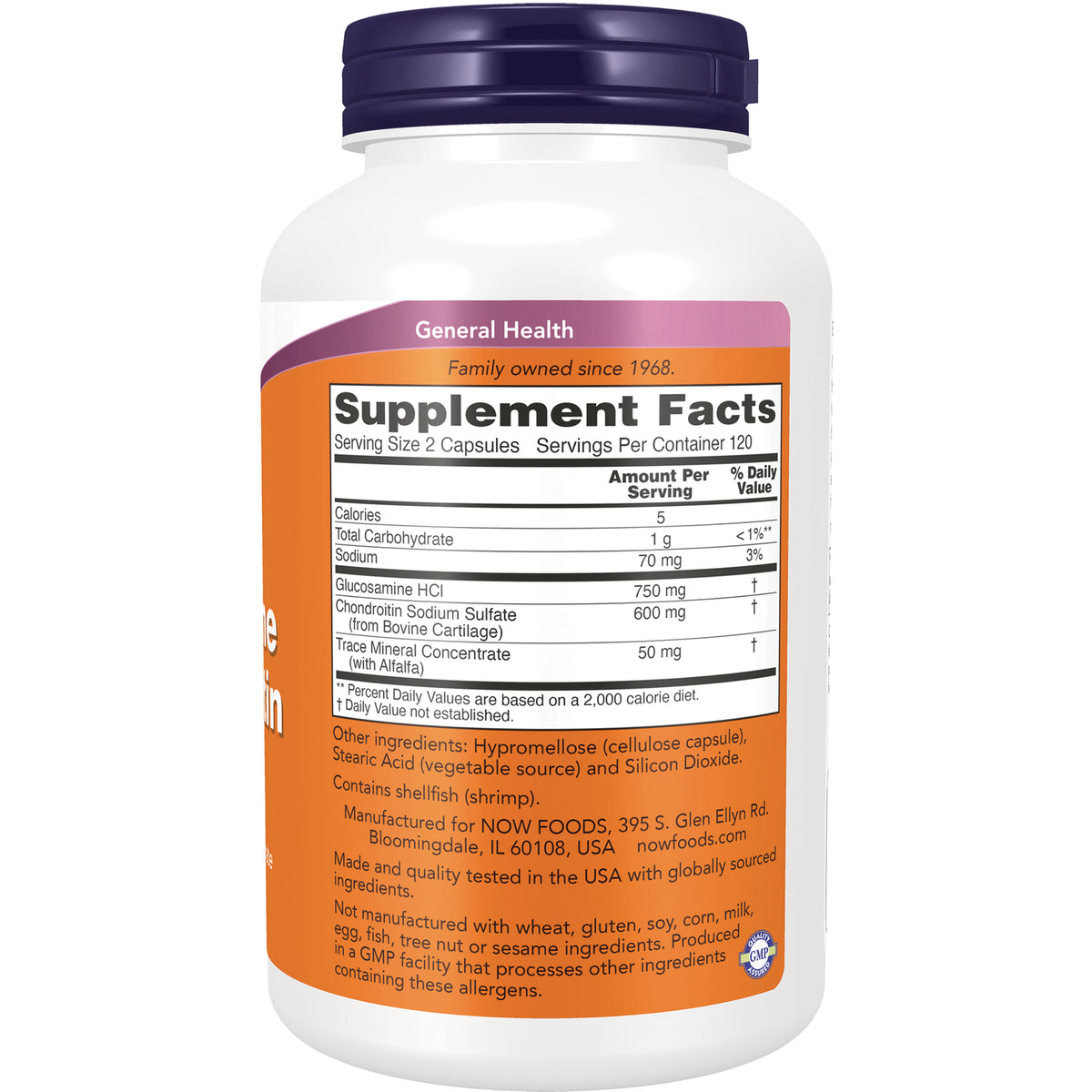 NWF398 | Back of supplement bottle showing Supplement Facts panel and ingredient text
