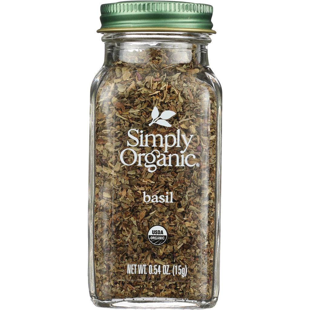 SMP036 | Simply Organic basil, 0.54 oz (15 g) spice jar, front label - Thumbnail