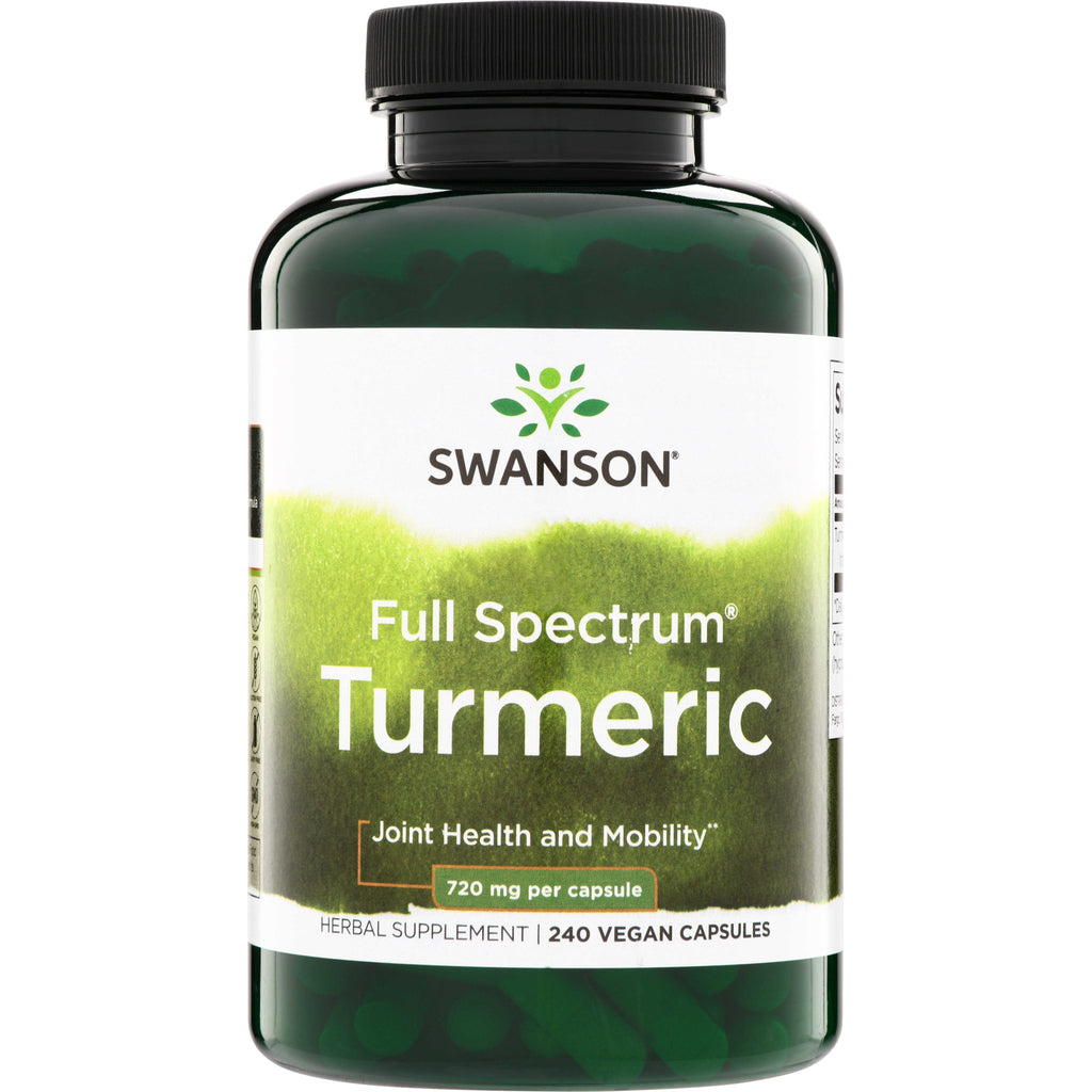 SW1075 | Swanson Full Spectrum Turmeric, 720 mg per capsule, 240 vegan capsules, Joint Health and Mobility - Thumbnail