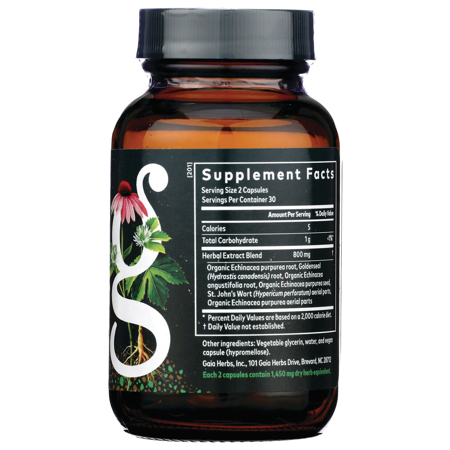 GH006 | amber supplement bottle back showing Supplement Facts label and ingredient text