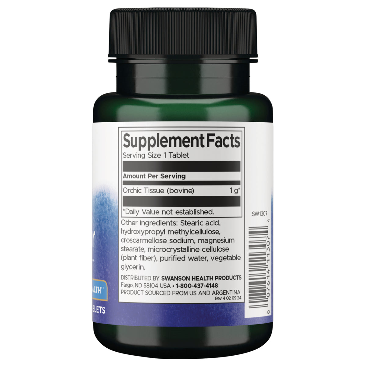 SW1307 | Back label with Supplement Facts