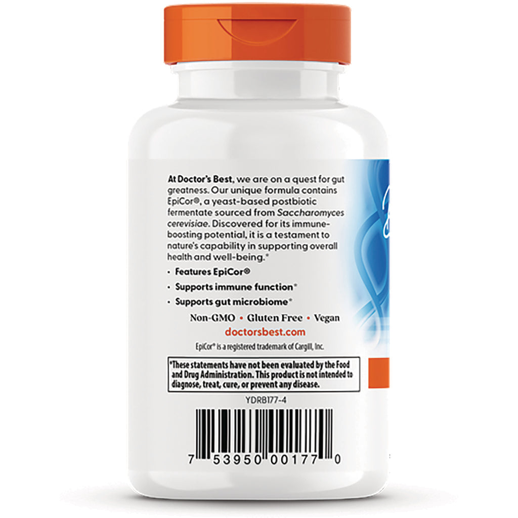 DB107 | Back label of white supplement bottle showing product claims, Non-GMO Gluten Free Vegan, and barcode - Thumbnail