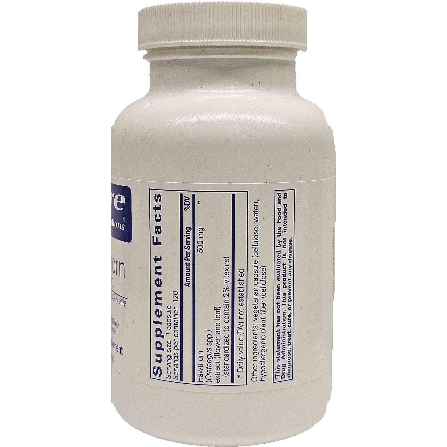 PRN134 | Supplement facts label on back of white supplement bottle showing ingredients and serving size