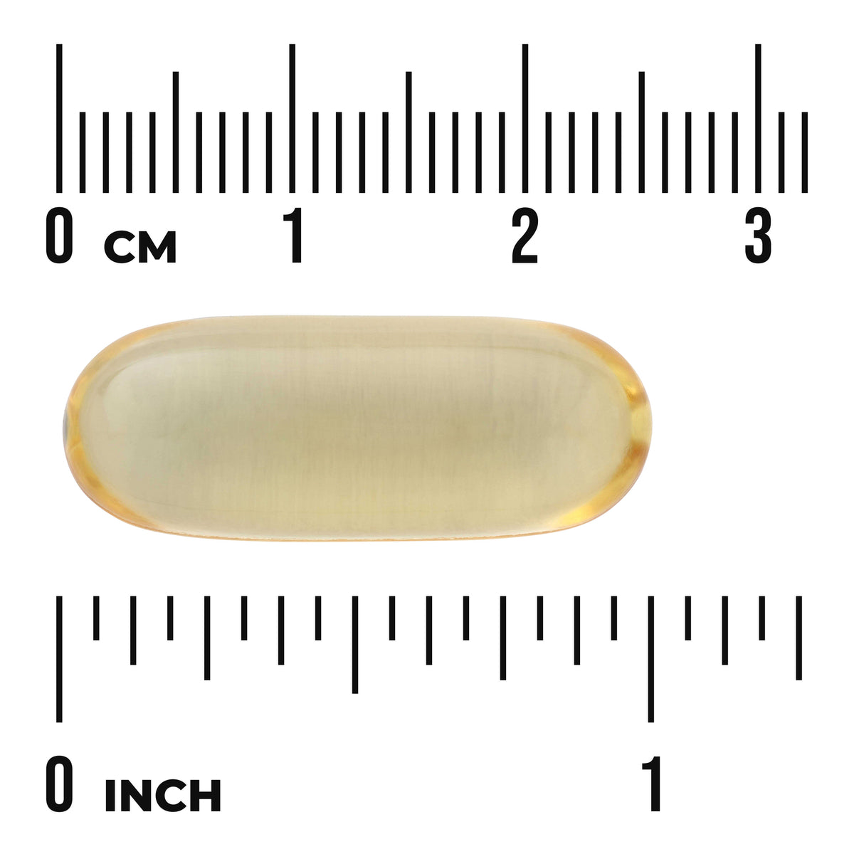 SWE098 | Softgel capsule with size ruler in centimeters and inches