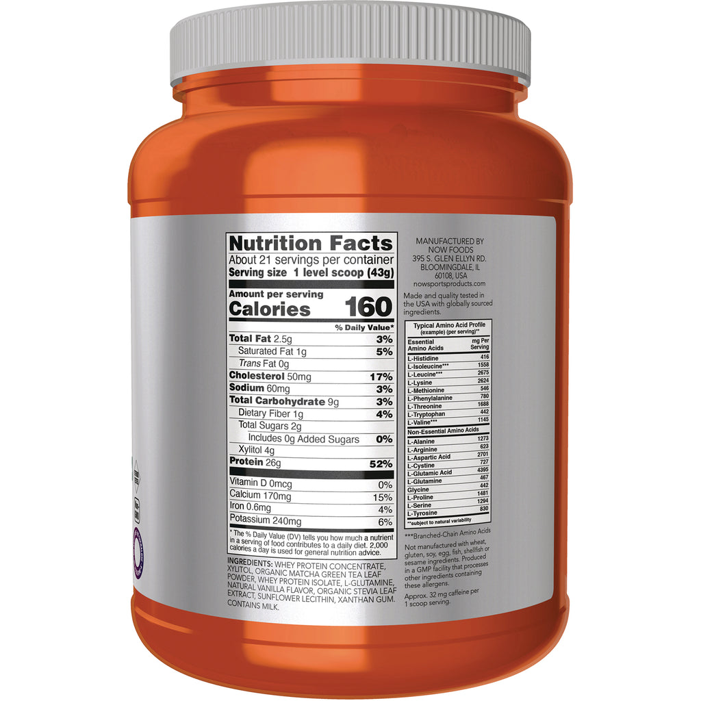 NWF1427 | Back of orange supplement jar showing Nutrition Facts panel, ingredients and amino acid table - Thumbnail