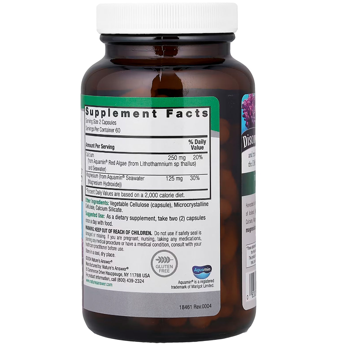 NAT399 | back label showing supplement facts panel, ingredients, usage warning, and barcode