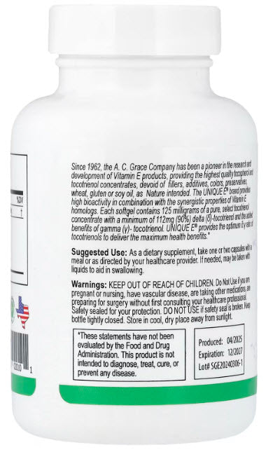 ACG009 | Back label with directions, warnings, and manufacturer information