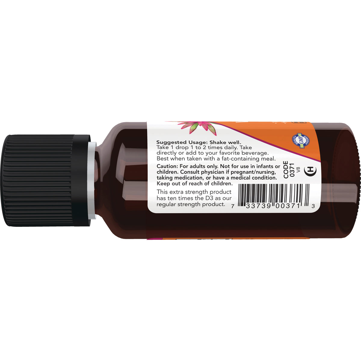 NWF1155 | brown dropper bottle back label showing suggested usage, caution text, and barcode