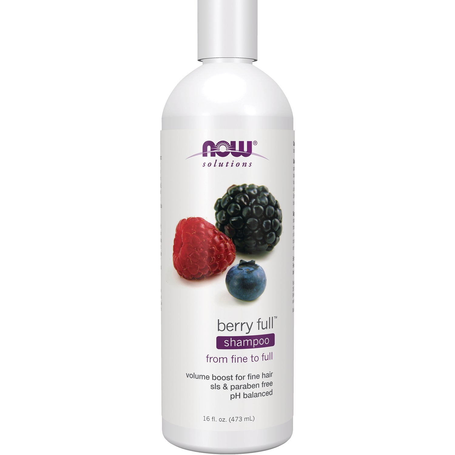 NWF452 | NOW Solutions Berry Full shampoo bottle with berry graphics, 16 fl oz