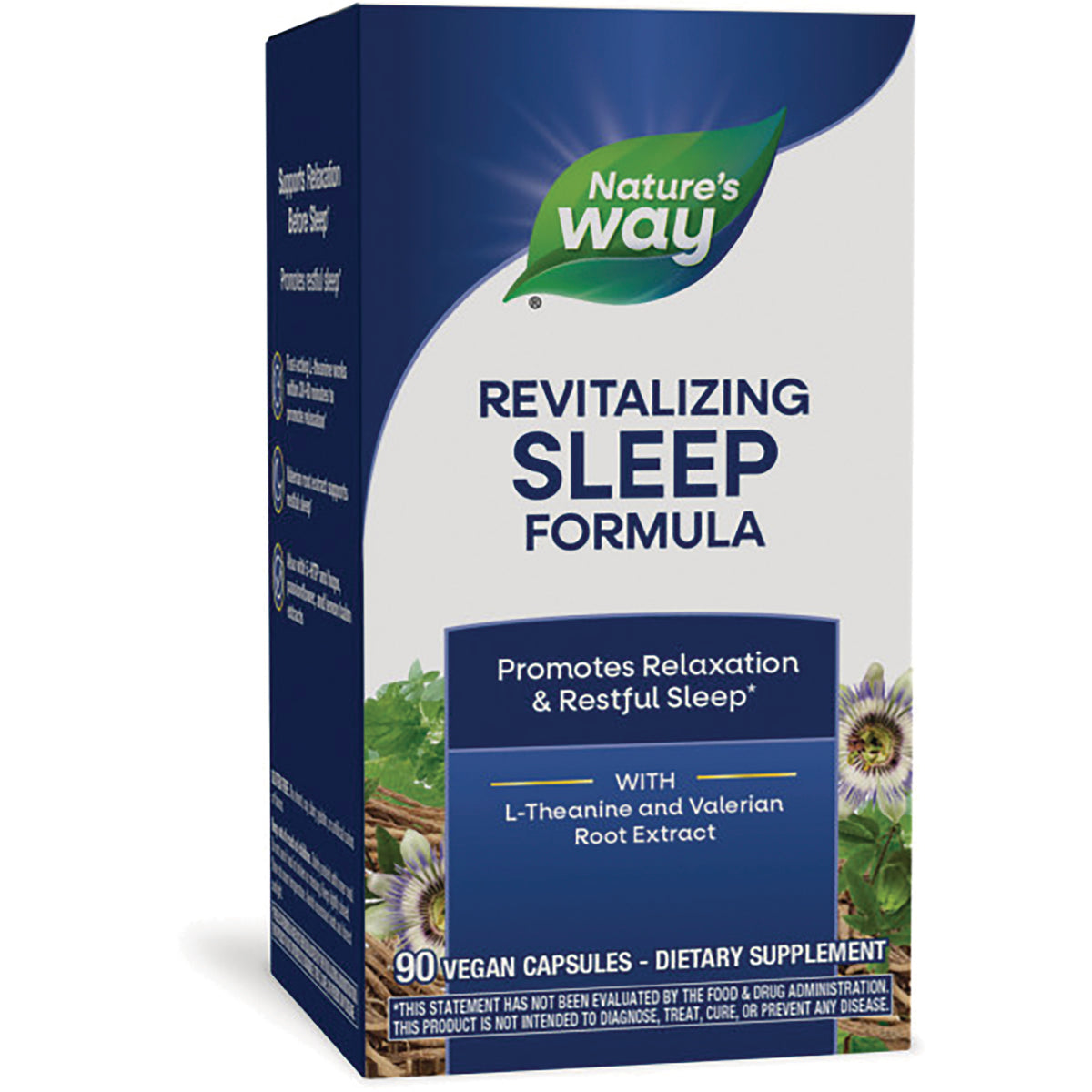 ET382 | Nature's Way Revitalizing Sleep Formula box front showing Promotes Relaxation & Restful Sleep and 90 vegan capsules