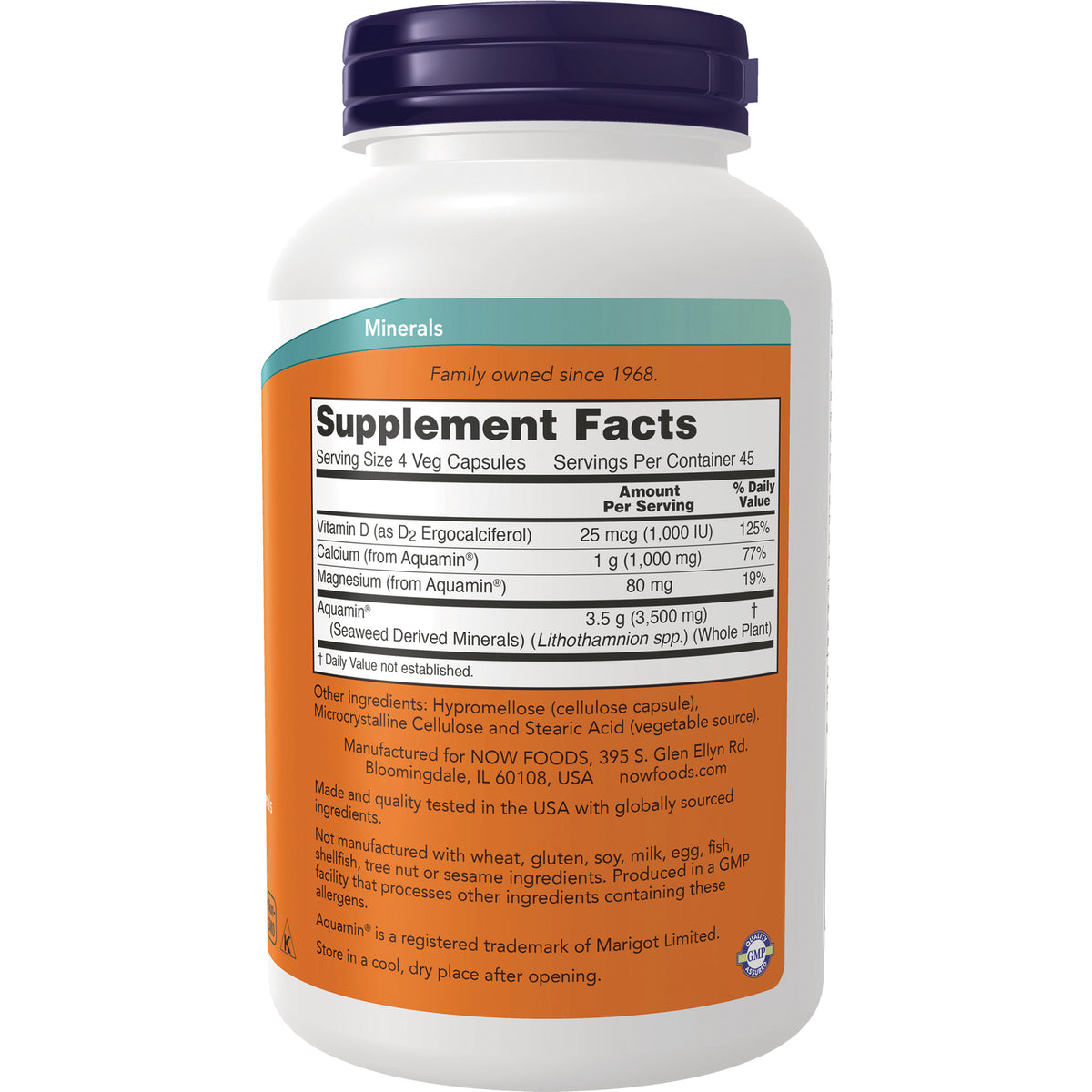 NWF178 | Back of white supplement bottle showing Supplement Facts panel, ingredients and manufacturer information