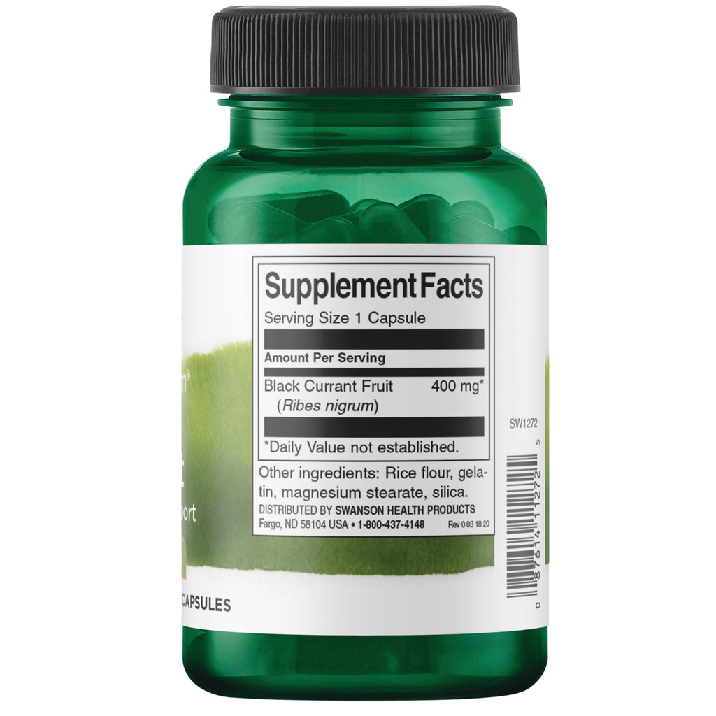 SW1272 | Back label with Supplement Facts: Black Currant Fruit 400 mg, serving size 1 capsule - Thumbnail