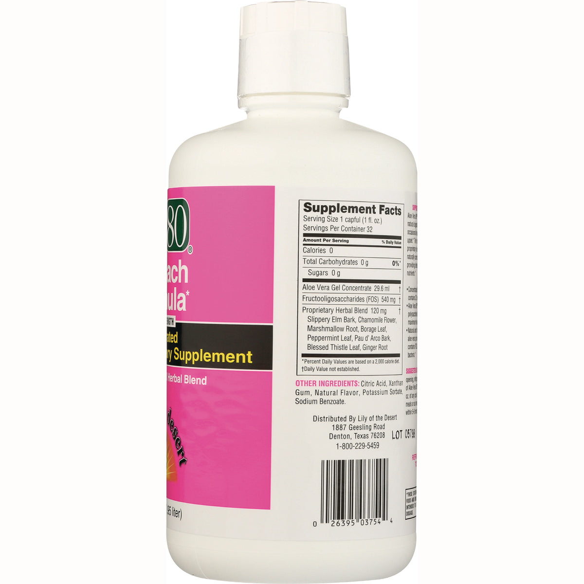 LIL038 | Back of white supplement bottle showing Supplement Facts panel, ingredients list and barcode