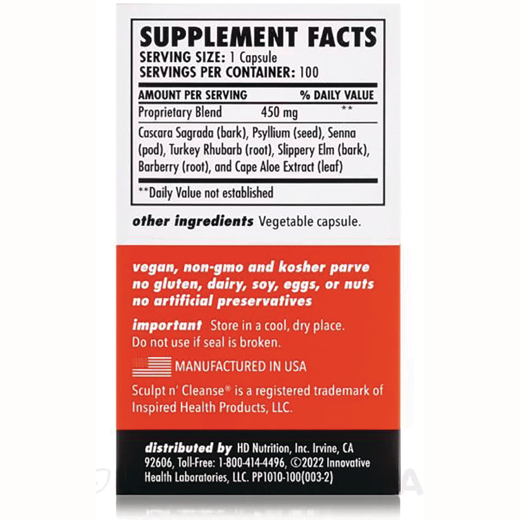 HD003 | back label showing Supplement Facts, proprietary blend 450 mg, other ingredients vegetable capsule and vegan non-gmo claims - Thumbnail