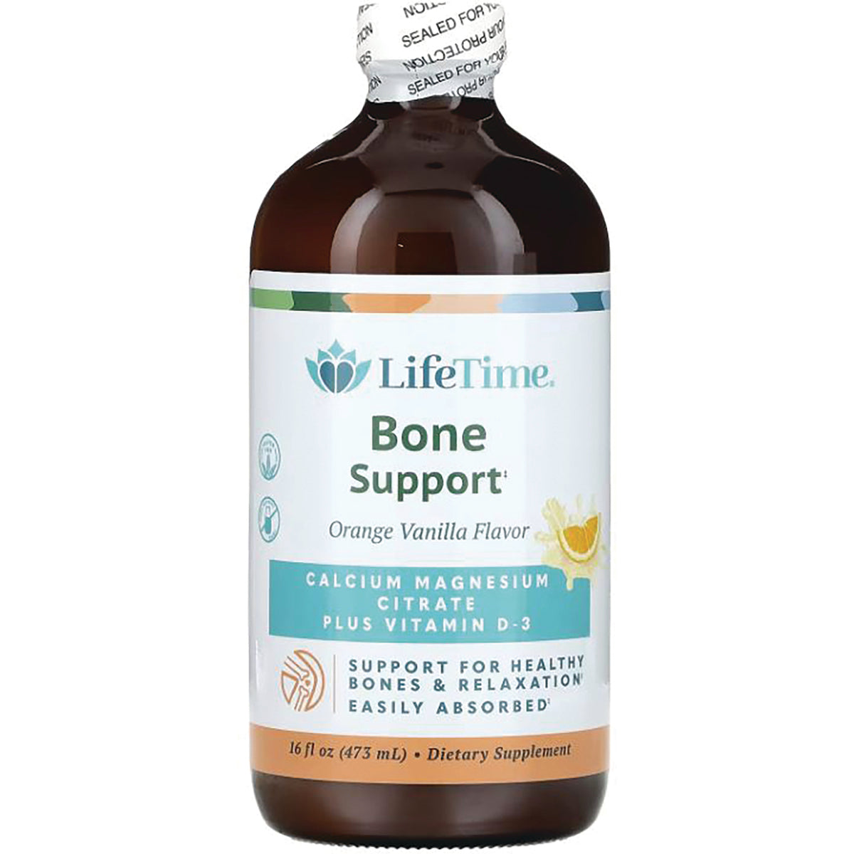 LFT005 | LifeTime Bone Support liquid supplement, Orange Vanilla Flavor 16 fl oz bottle