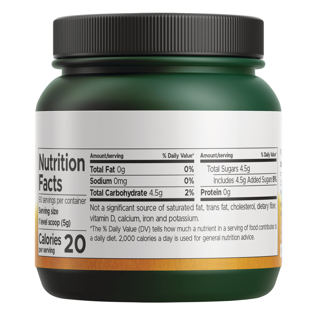 SWU478 | Back label nutrition facts panel, serving size 1 level scoop (5g), 20 calories - Thumbnail