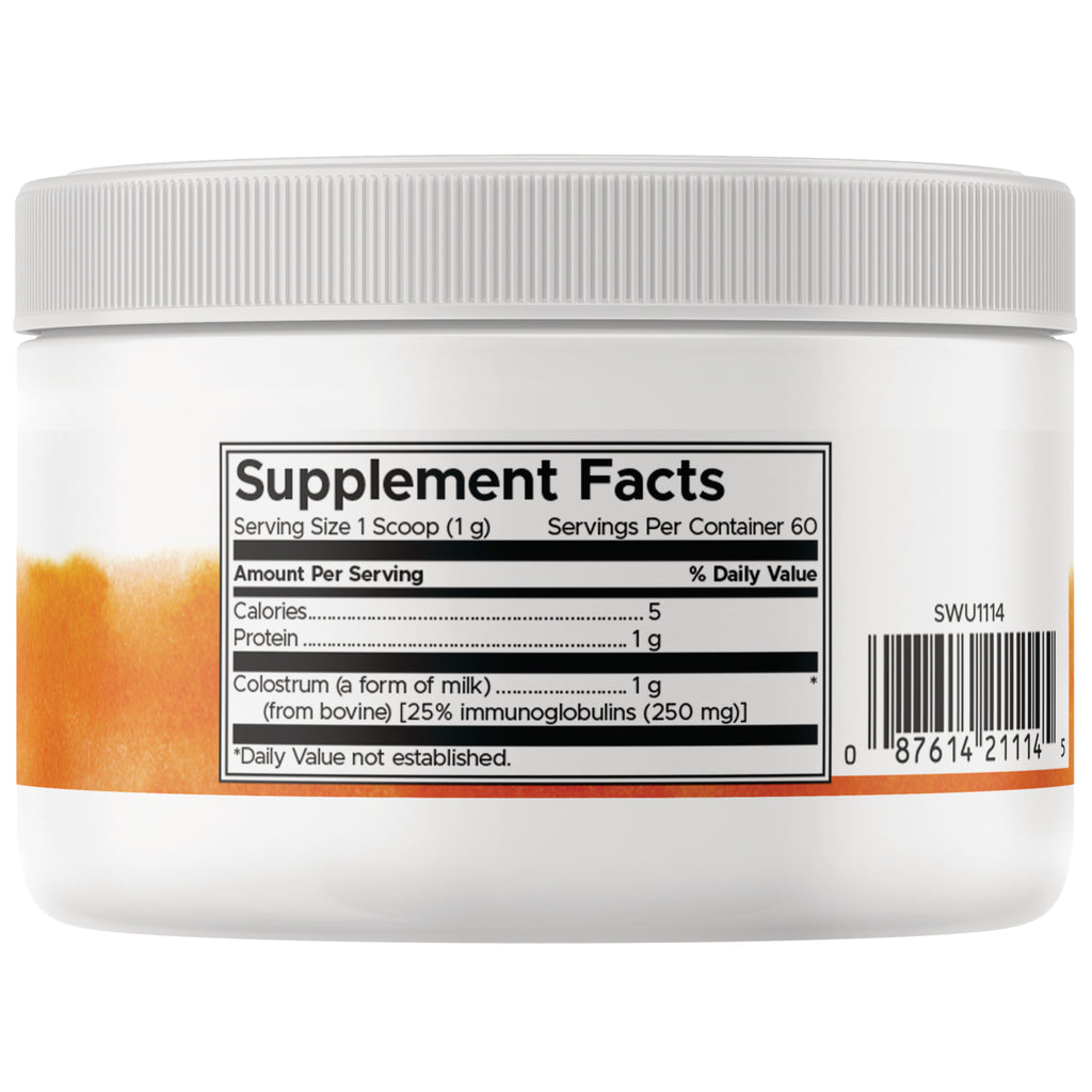 SWU1114 | Back of white supplement jar showing Supplement Facts label, nutrition facts and barcode - Thumbnail