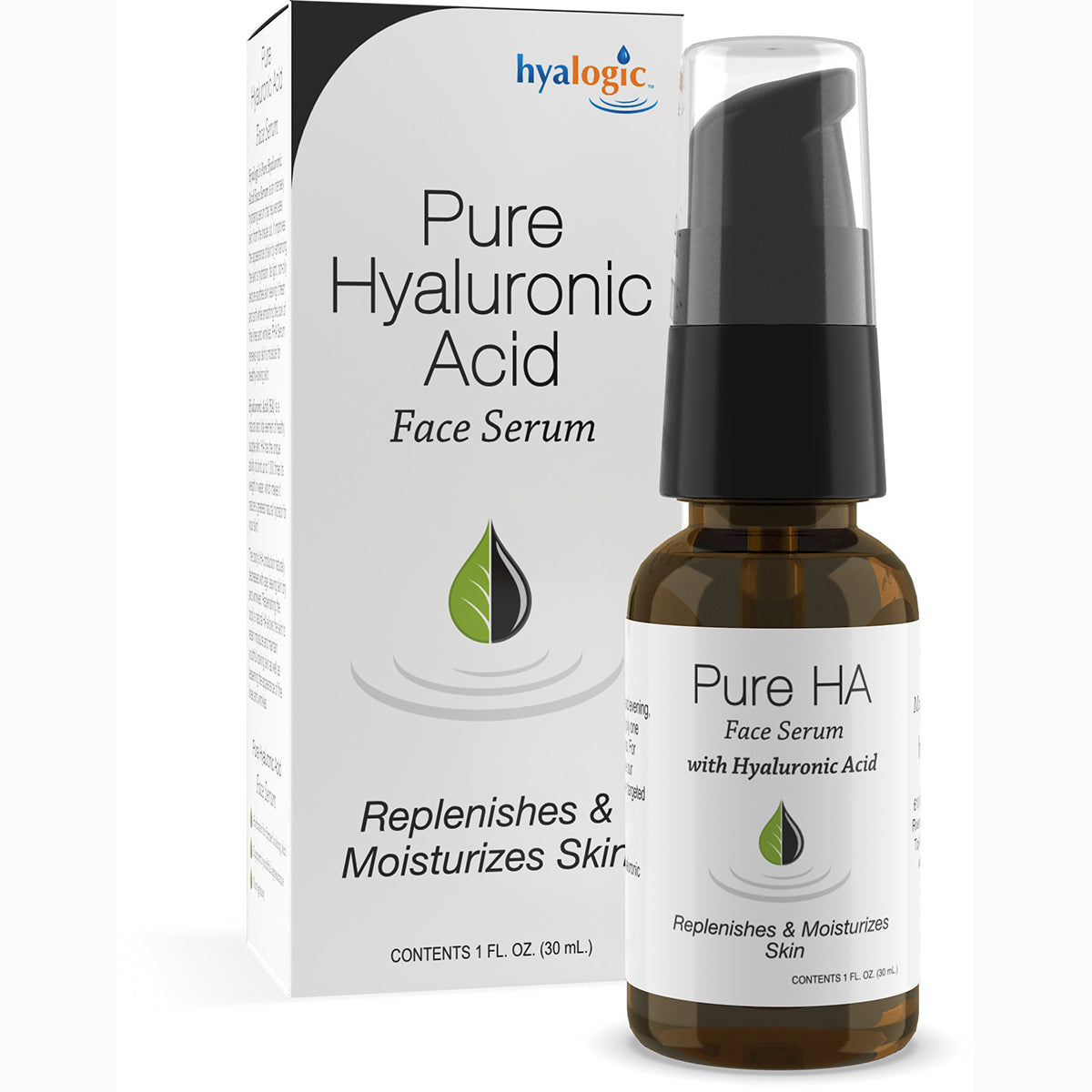 HYL002 | Pure Hyaluronic Acid face serum bottle and box with pump