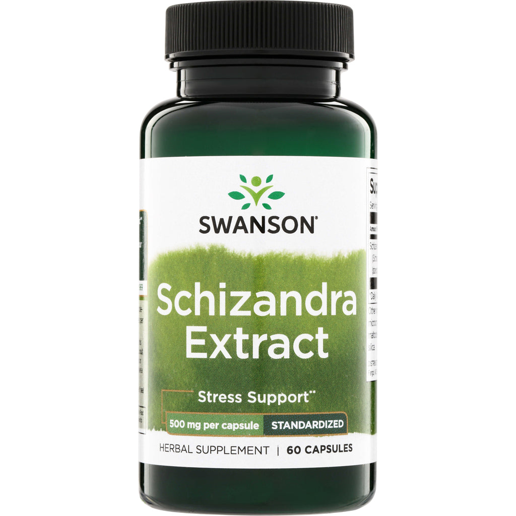 SWH151 | Swanson Schizandra Extract bottle, Stress Support, 500 mg per capsule, standardized, 60 capsules - Thumbnail