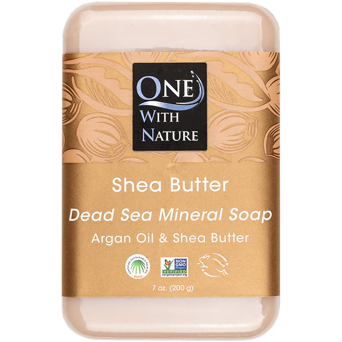 OWN008 | One With Nature Shea Butter triple milled soap bar with Dead Sea minerals, 7 oz