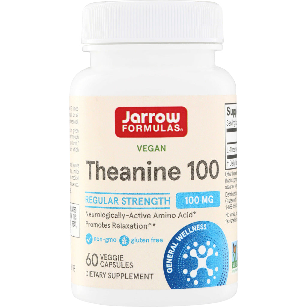 JR045 | Jarrow Formulas Theanine 100, Regular Strength 100 mg, 60 veggie capsules - Thumbnail