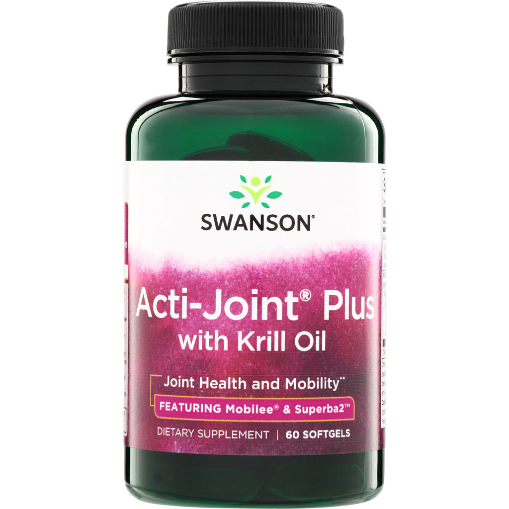 SWU1012 | Swanson Acti-Joint Plus with Krill Oil, Featuring Mobilee & Superba2, 60 softgels bottle front - Thumbnail