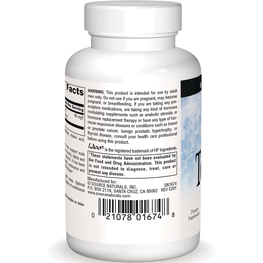 SN365 | Back label with Supplement Facts, warning text, and barcode on Source Naturals bottle - Thumbnail