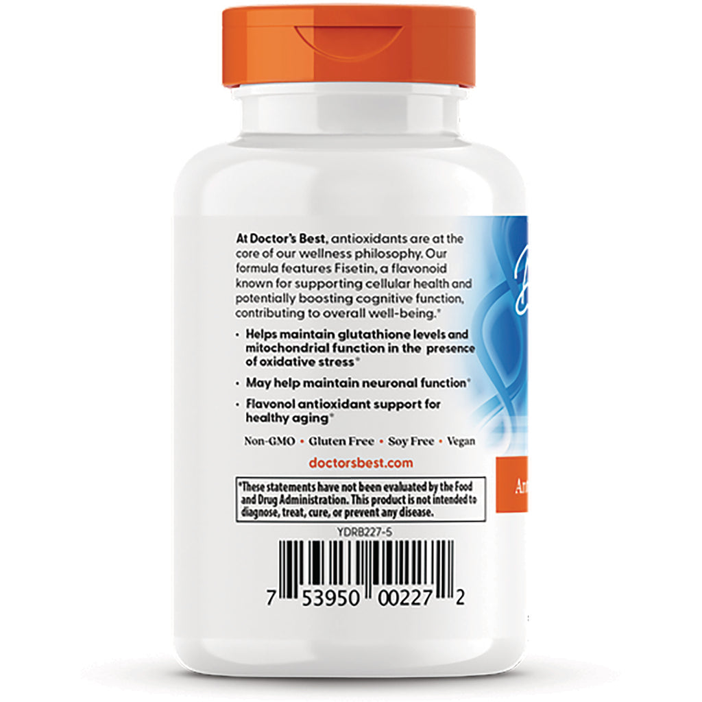 DB218 | Back of white supplement bottle showing label text with product claims, non-GMO gluten-free icons and barcode - Thumbnail