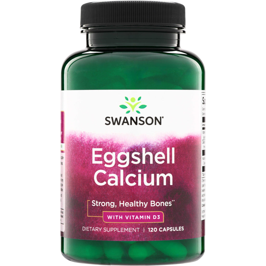 SWU1105 | Swanson Eggshell Calcium with Vitamin D3, 120 capsules bottle, Strong, Healthy Bones - Thumbnail