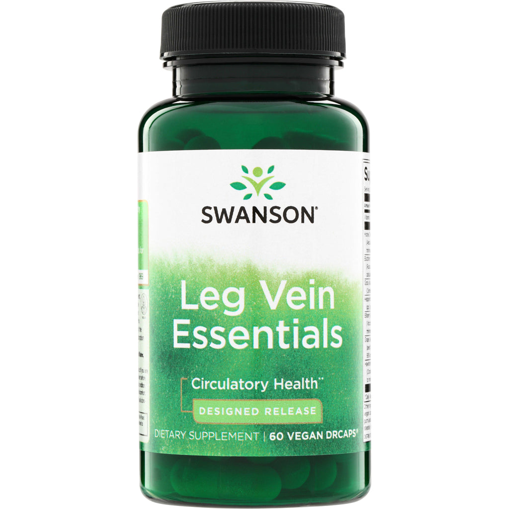 SWC093 | Swanson Leg Vein Essentials bottle front, Circulatory Health, Designed Release, 60 vegan DRcaps - Thumbnail