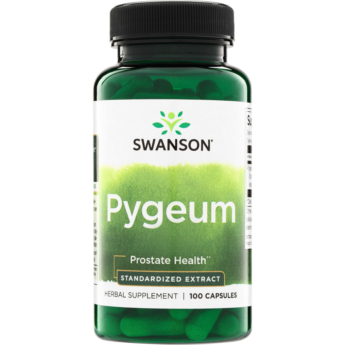 SW962 | Swanson Pygeum standardized extract, Prostate Health, herbal supplement, 100 capsules bottle front