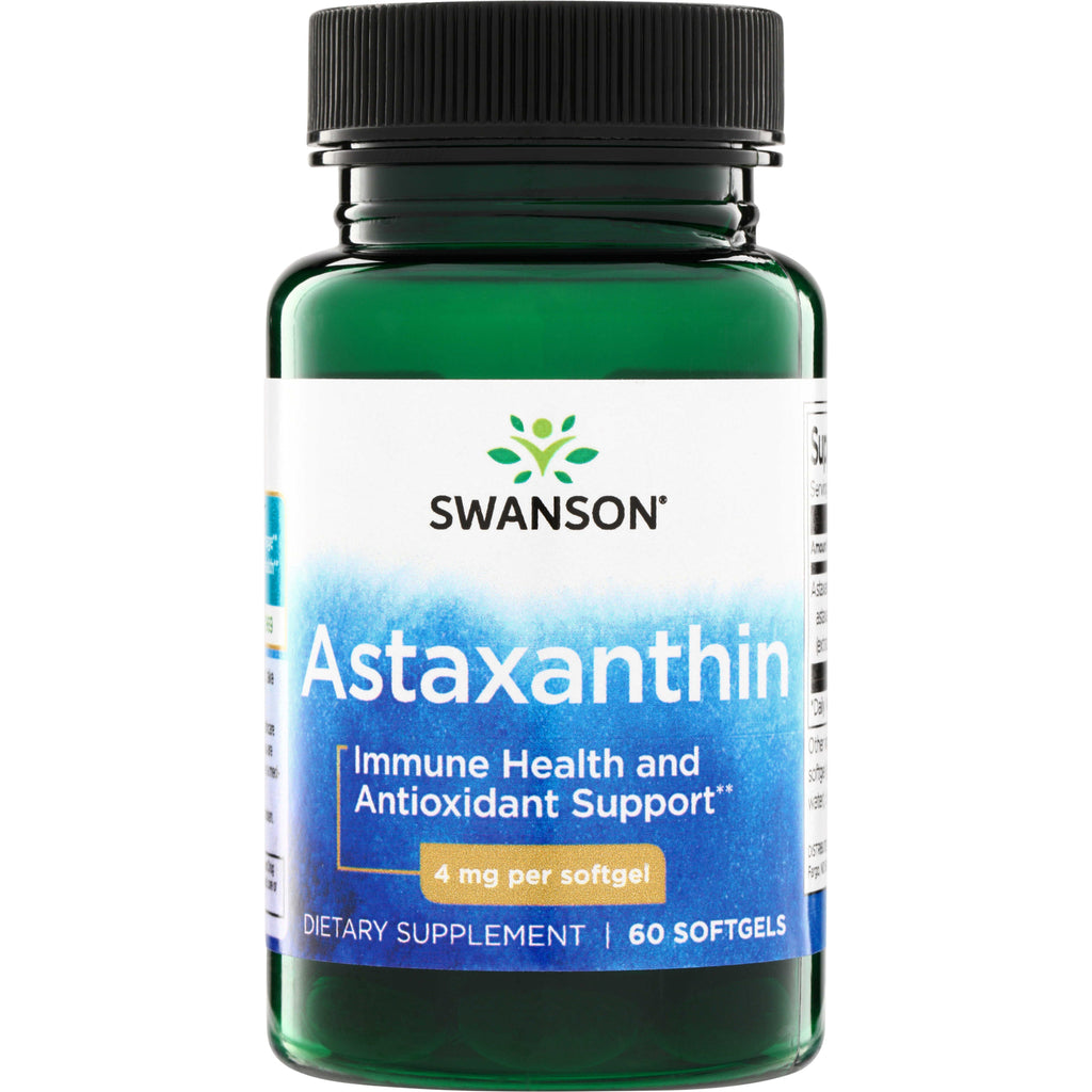 SWU730 | Swanson Astaxanthin supplement bottle, 4 mg per softgel, 60 softgels, Immune Health and Antioxidant Support - Thumbnail