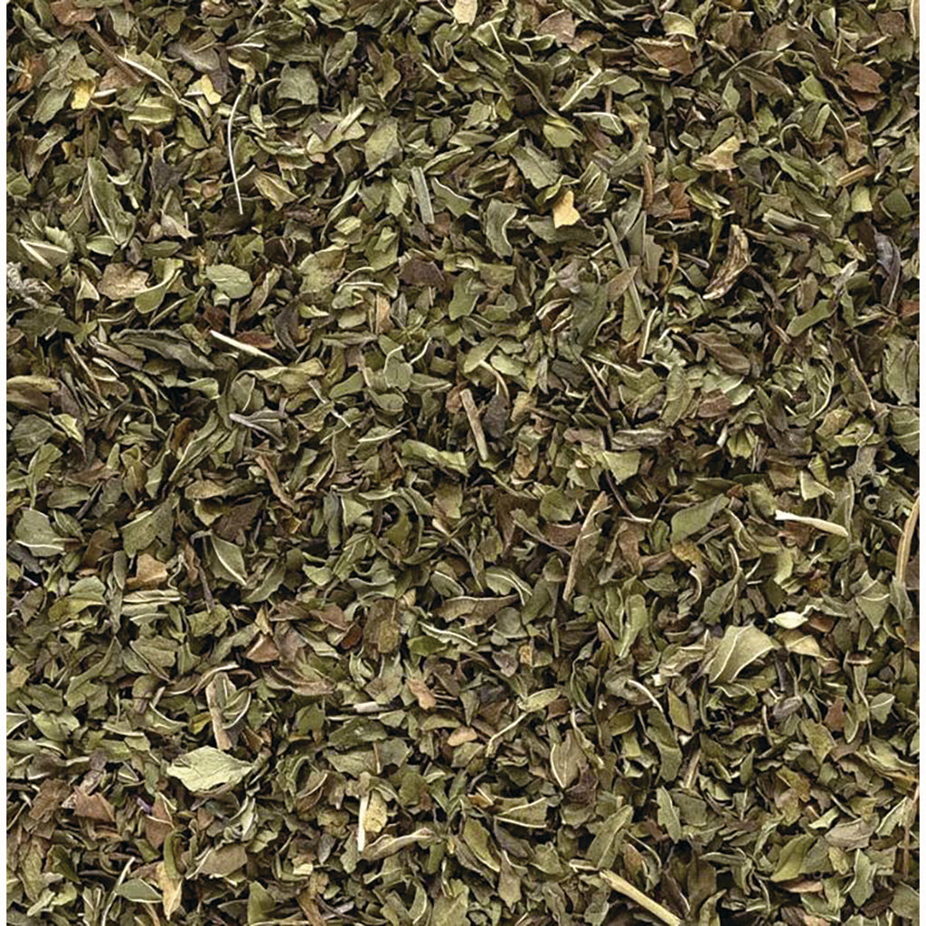 FNP387 | close-up of dried loose green herb leaves showing chopped leaf texture - Thumbnail