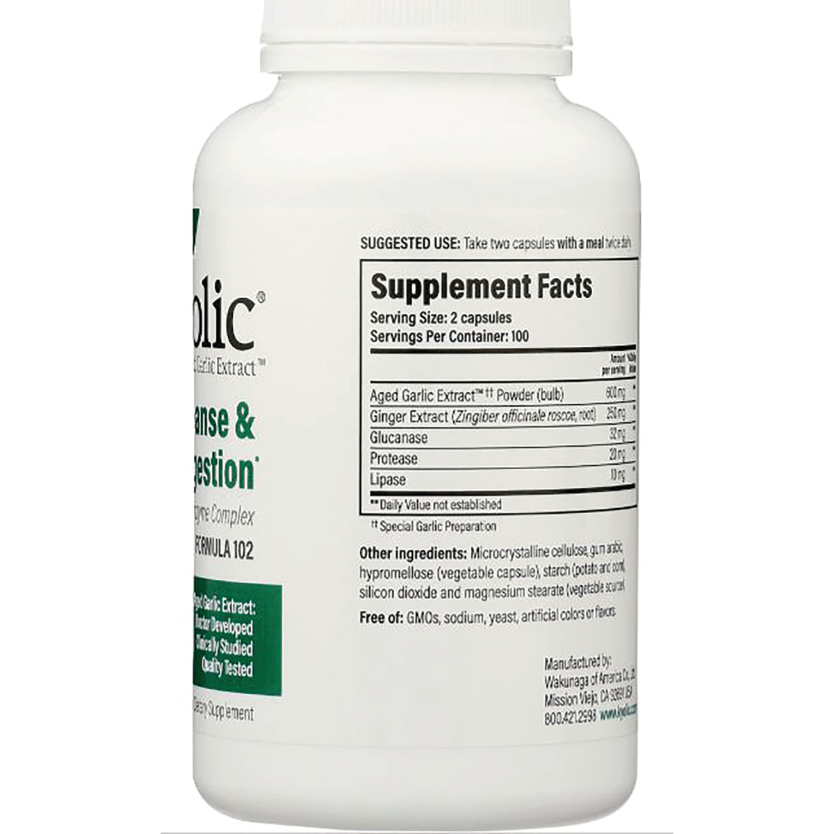 KY094 | Back of white supplement bottle showing Supplement Facts panel and ingredient list
