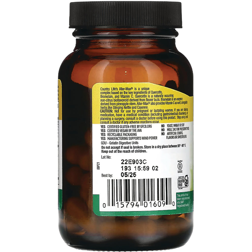 CRL457 | back label of amber supplement bottle showing ingredients, certifications, barcode and Best by 05/25 - Thumbnail