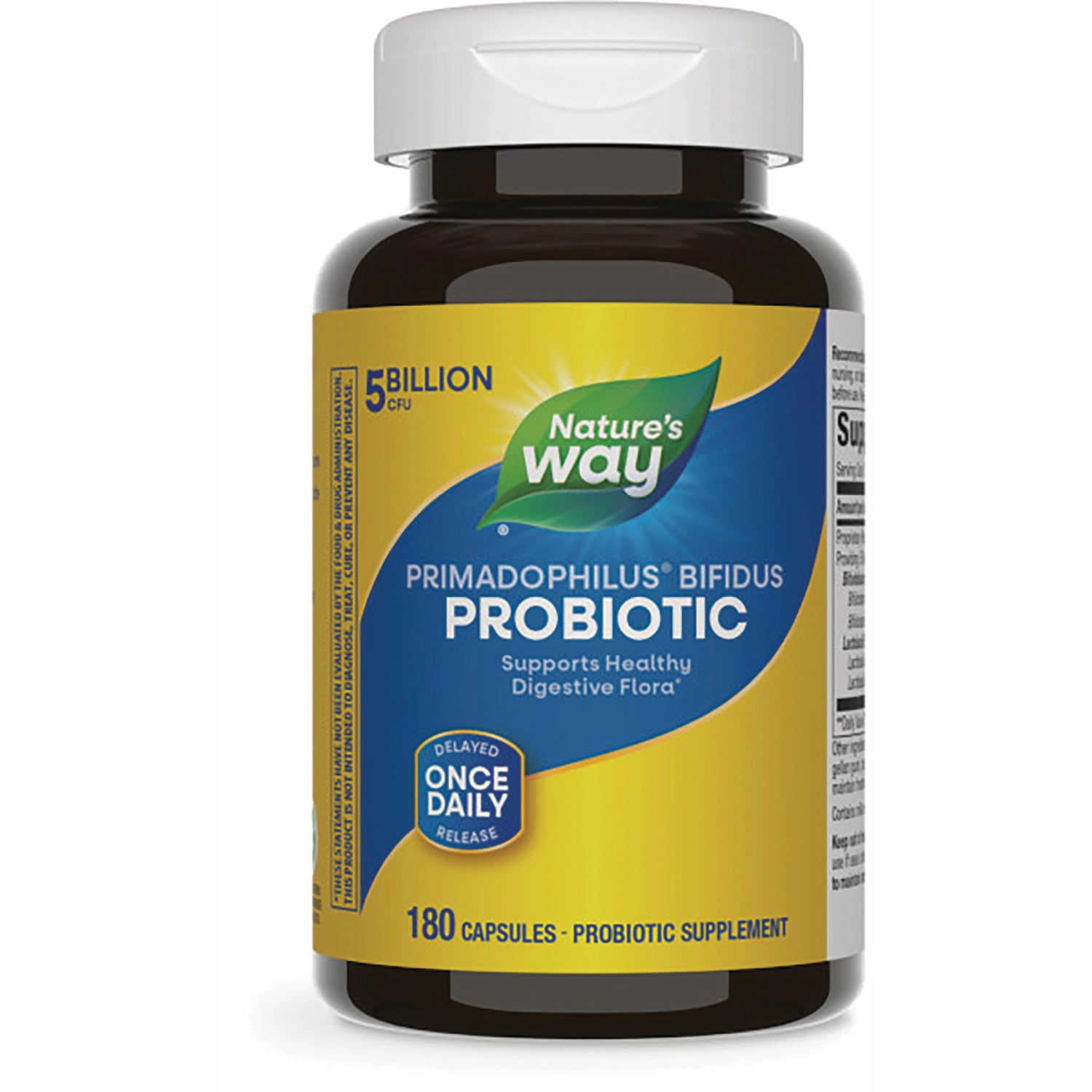 NW801 | Nature's Way Primadophilus Bifidus probiotic bottle front, 180 capsules, supports healthy digestive flora