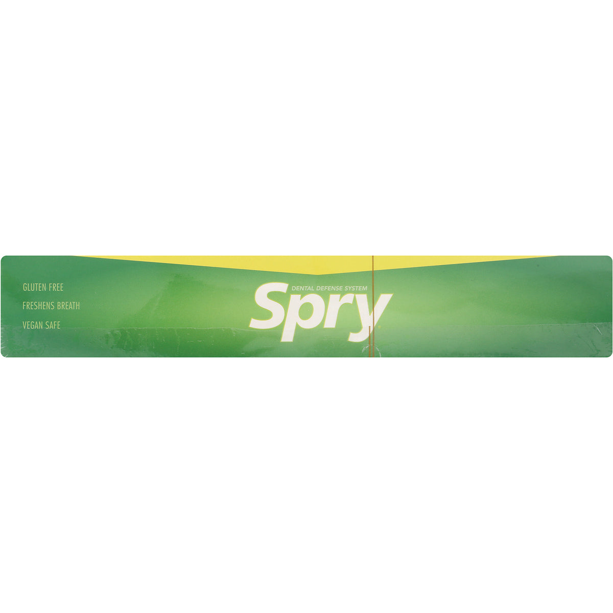 XL018 | Spry Dental Defense System strip with text: Gluten Free; Freshens Breath; Vegan Safe