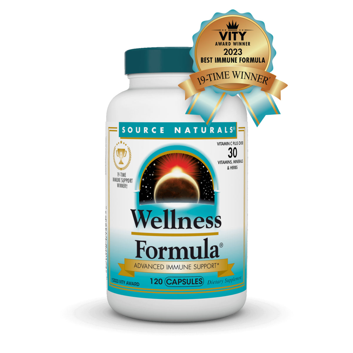 SN146 | Source Naturals Wellness Formula Advanced Immune Support, 120 capsules, VITY Award Winner 2023 badge