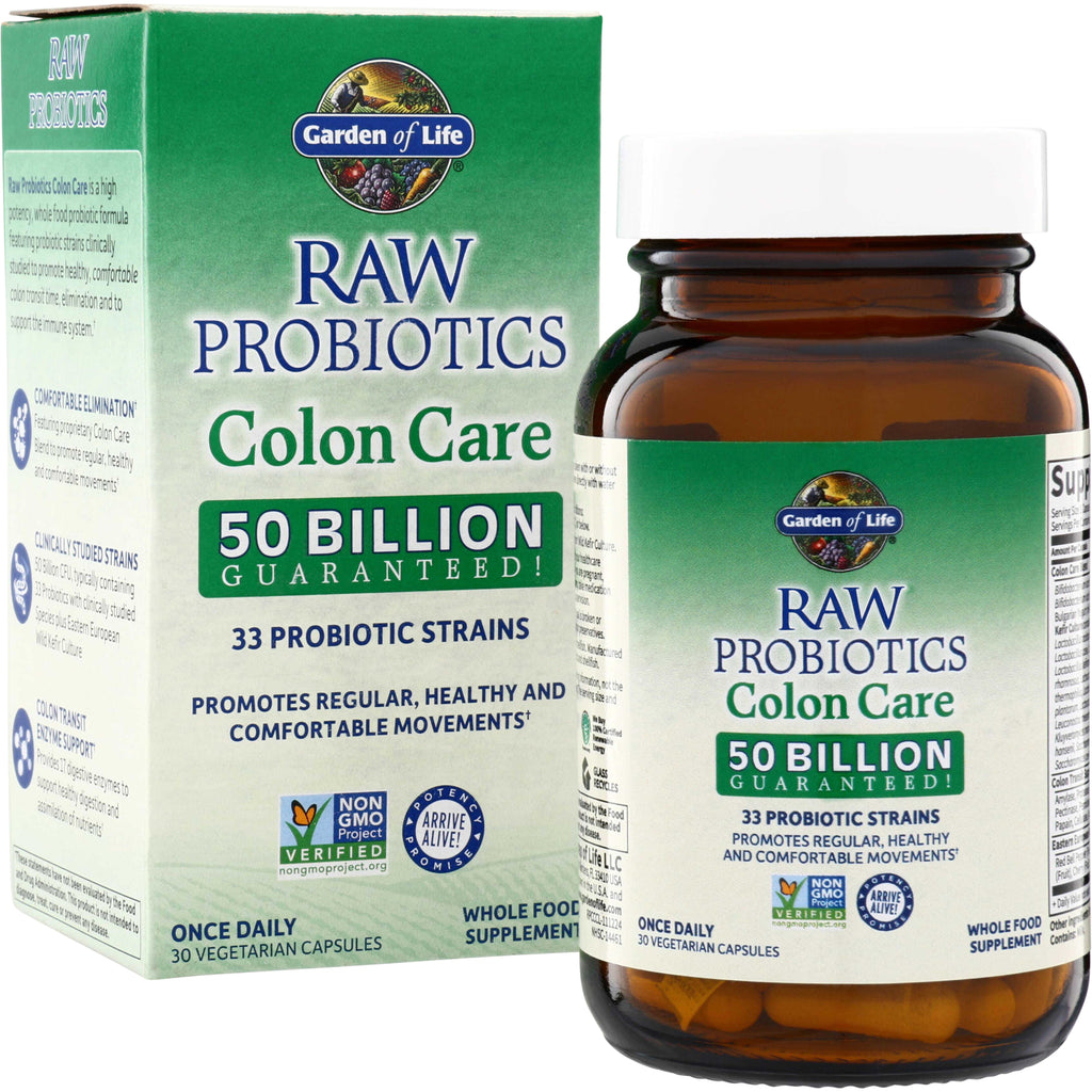 GLF152 | Garden of Life RAW Probiotics Colon Care 50 Billion Guaranteed, 30 vegetarian capsules - Thumbnail