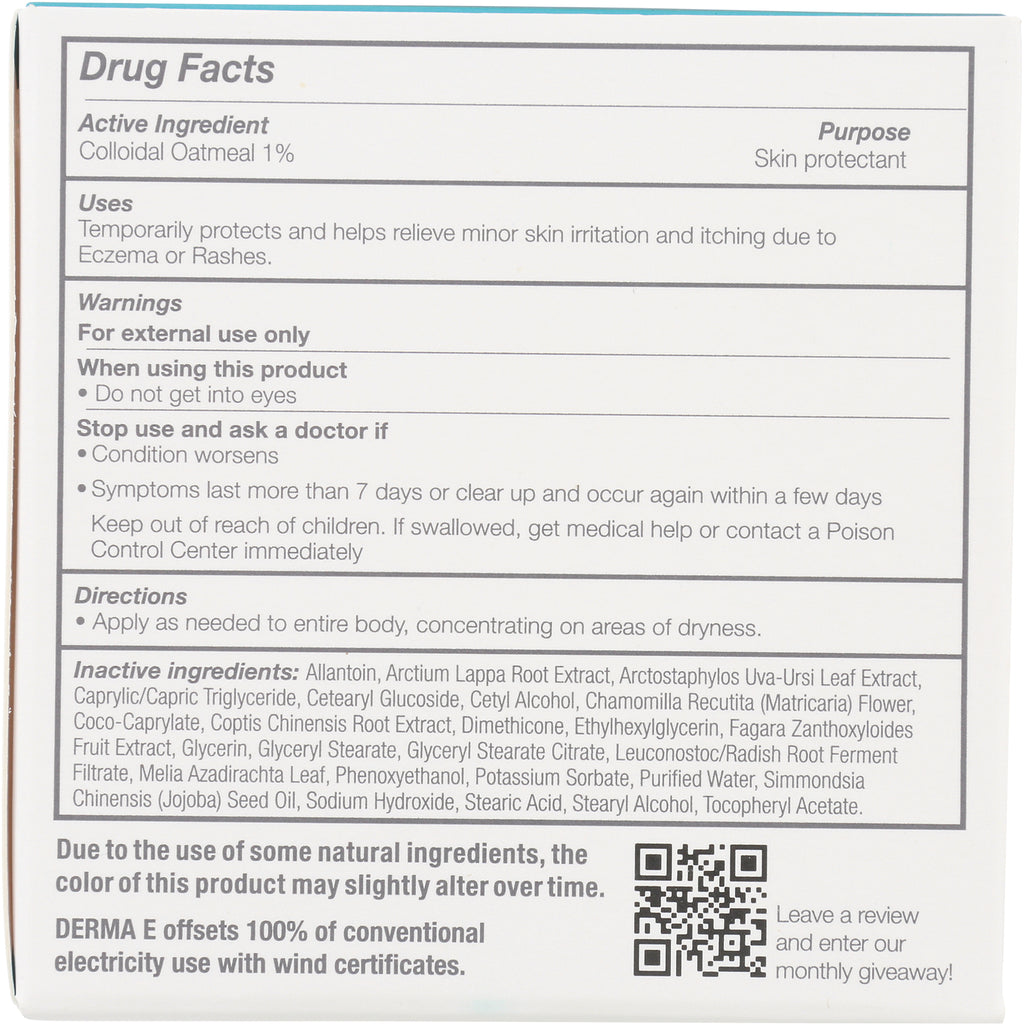 DE003 | back of product box showing Drug Facts panel with active ingredient Colloidal Oatmeal 1% and ingredient list - Thumbnail