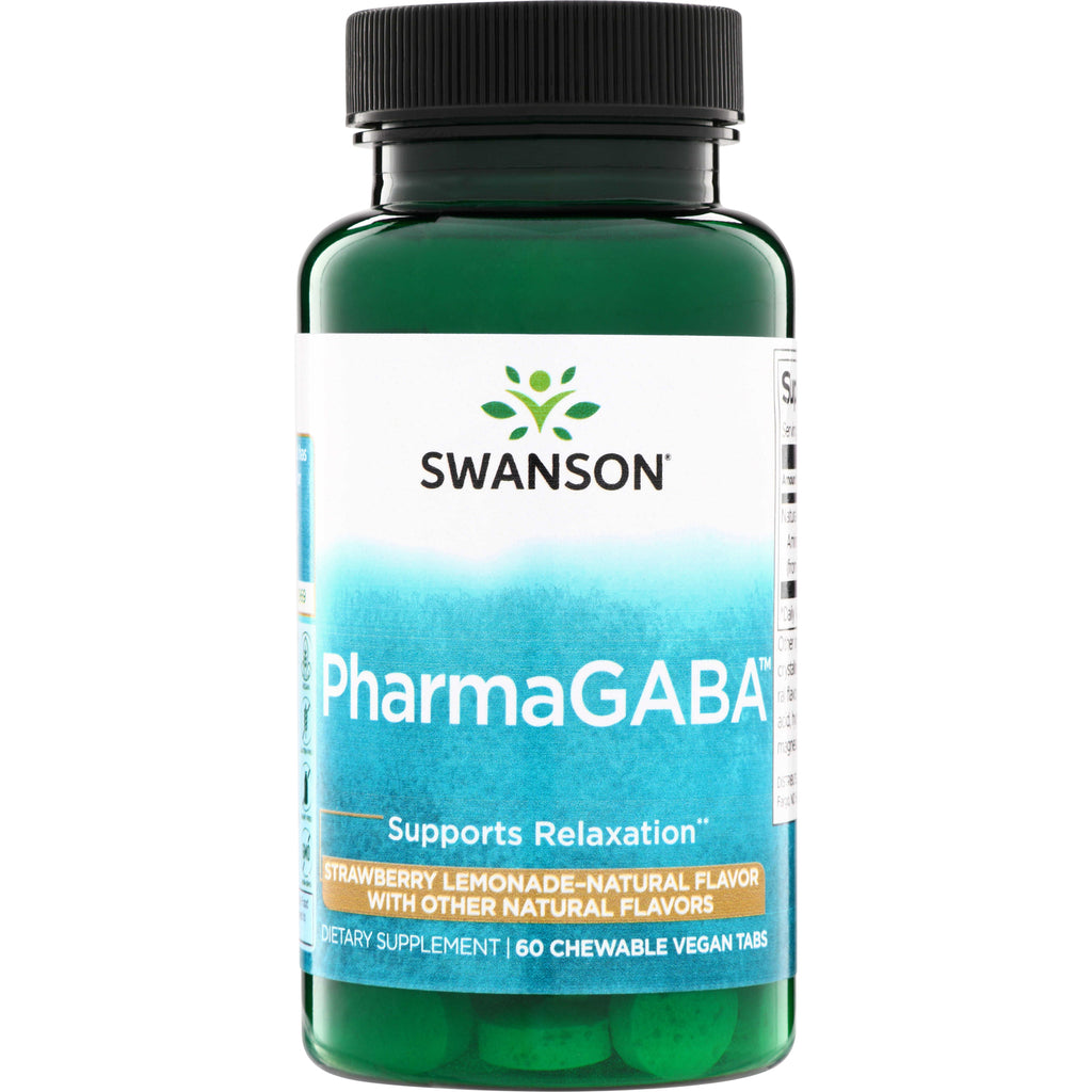 SWU841 | Swanson PharmaGABA, strawberry lemonade flavor; supports relaxation; 60 chewable vegan tabs - Thumbnail