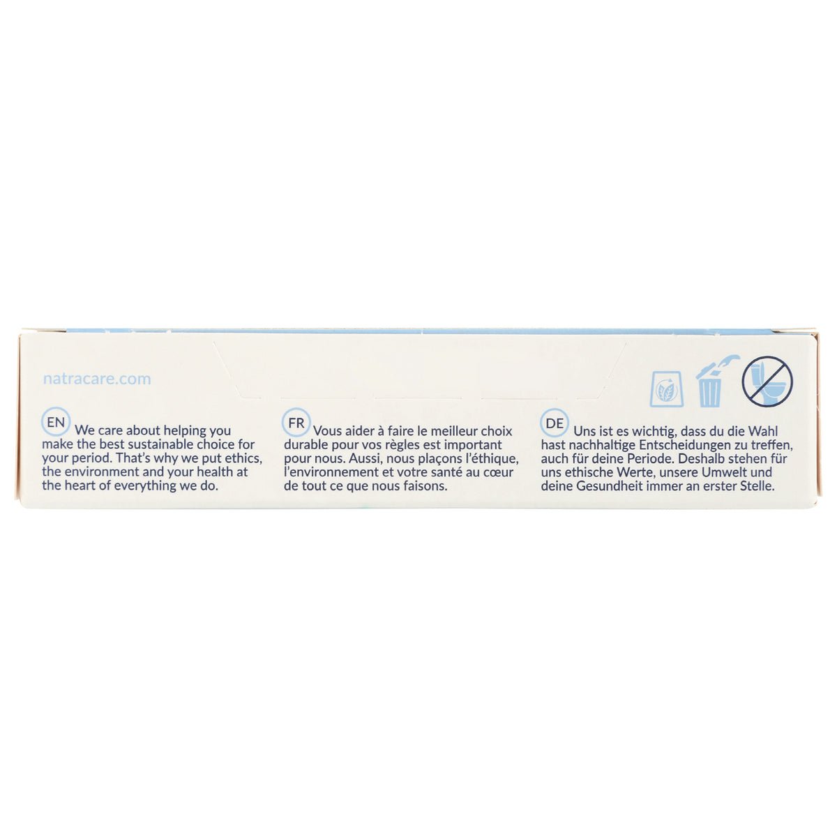 NCR001 | Back of product box with multilingual sustainability text and recycling icons