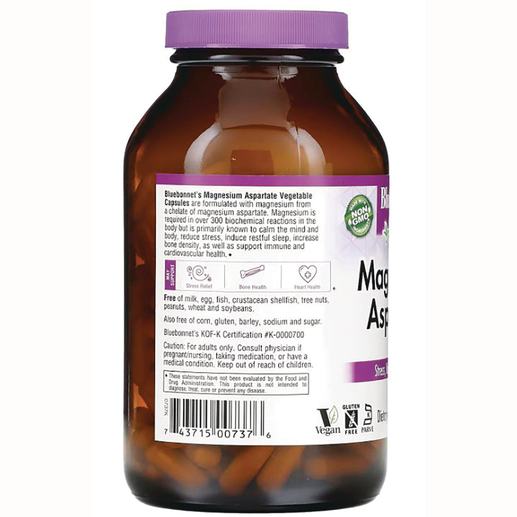 BLU097 | Back label of amber supplement bottle showing ingredients, warnings, icons, barcode and capsules - Thumbnail