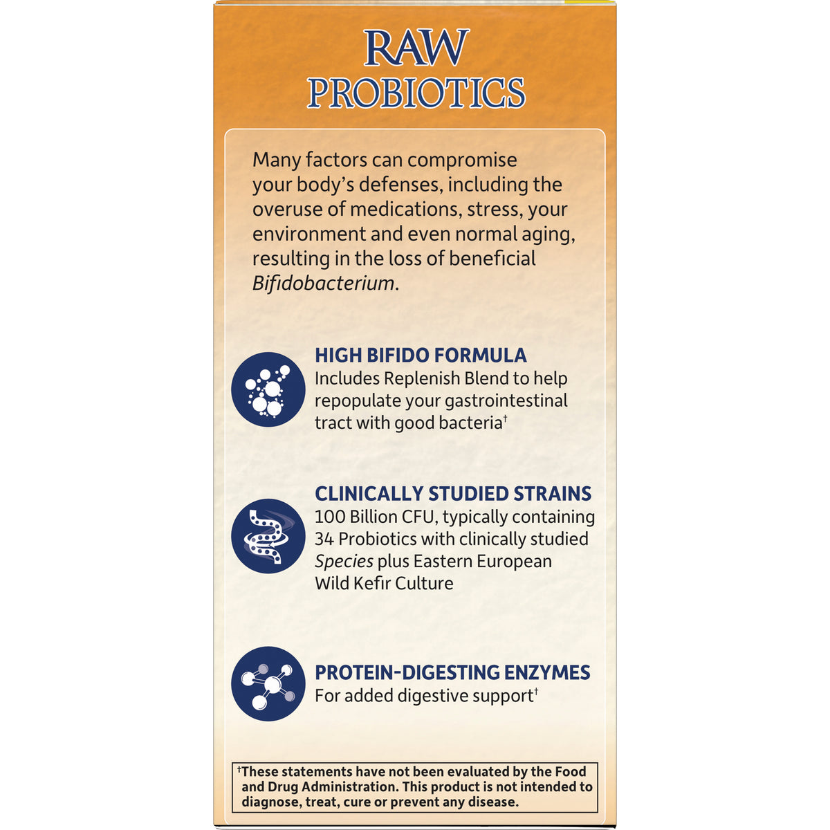 GLF364 | product infographic listing high bifido formula, clinically studied strains, and protein-digesting enzymes