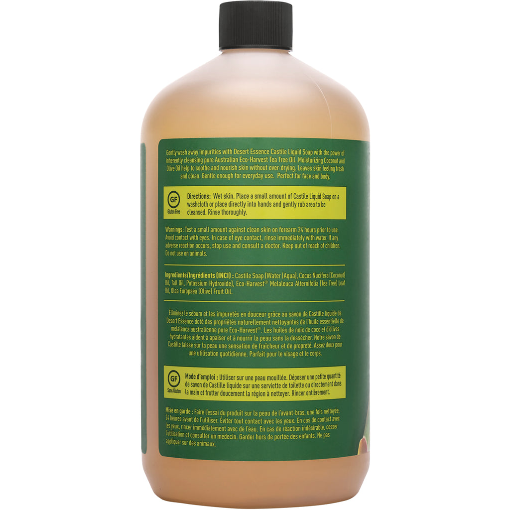 DST072 | back label of amber bottle showing ingredients, directions, and warnings for Castile liquid soap - Thumbnail
