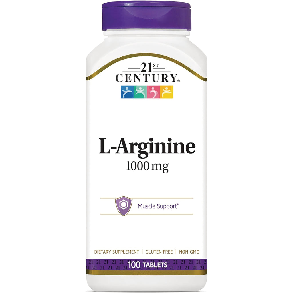 21st Century L-Arginine 1000 mg supplement bottle, 100 tablets, muscle support - Thumbnail