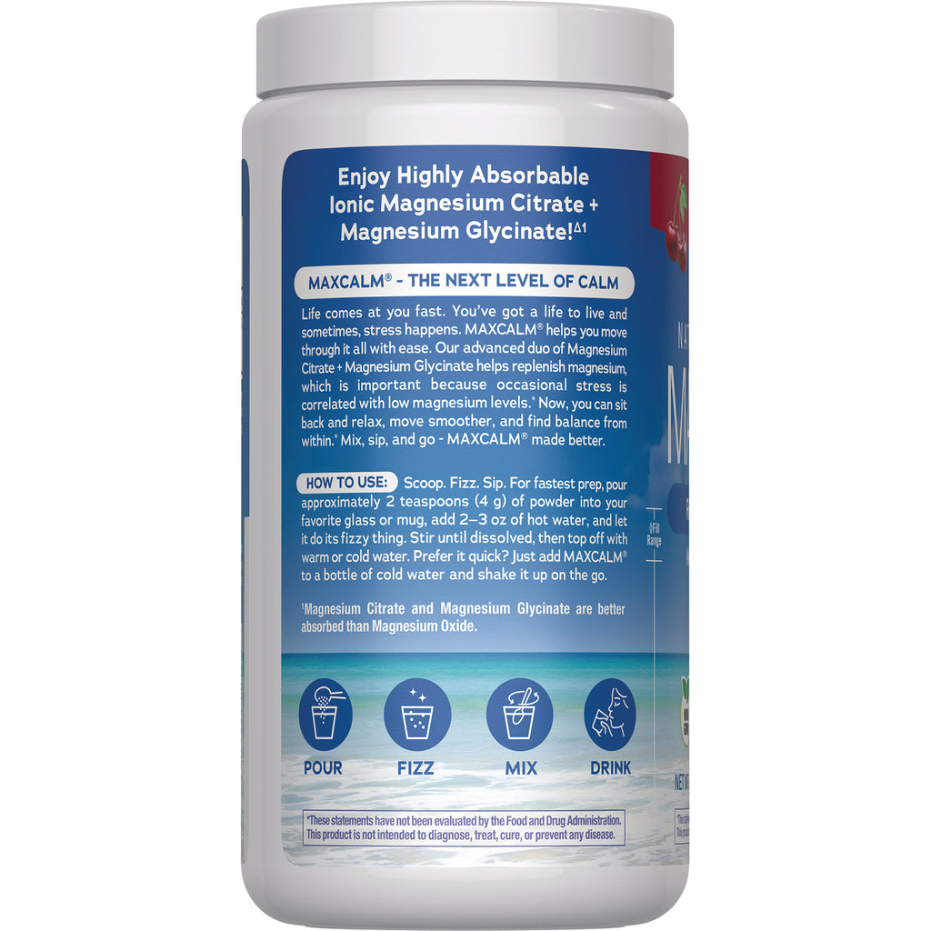 NVT040 | back of blue supplement bottle showing Supplement Facts (magnesium 325 mg), ingredients and barcode - Thumbnail