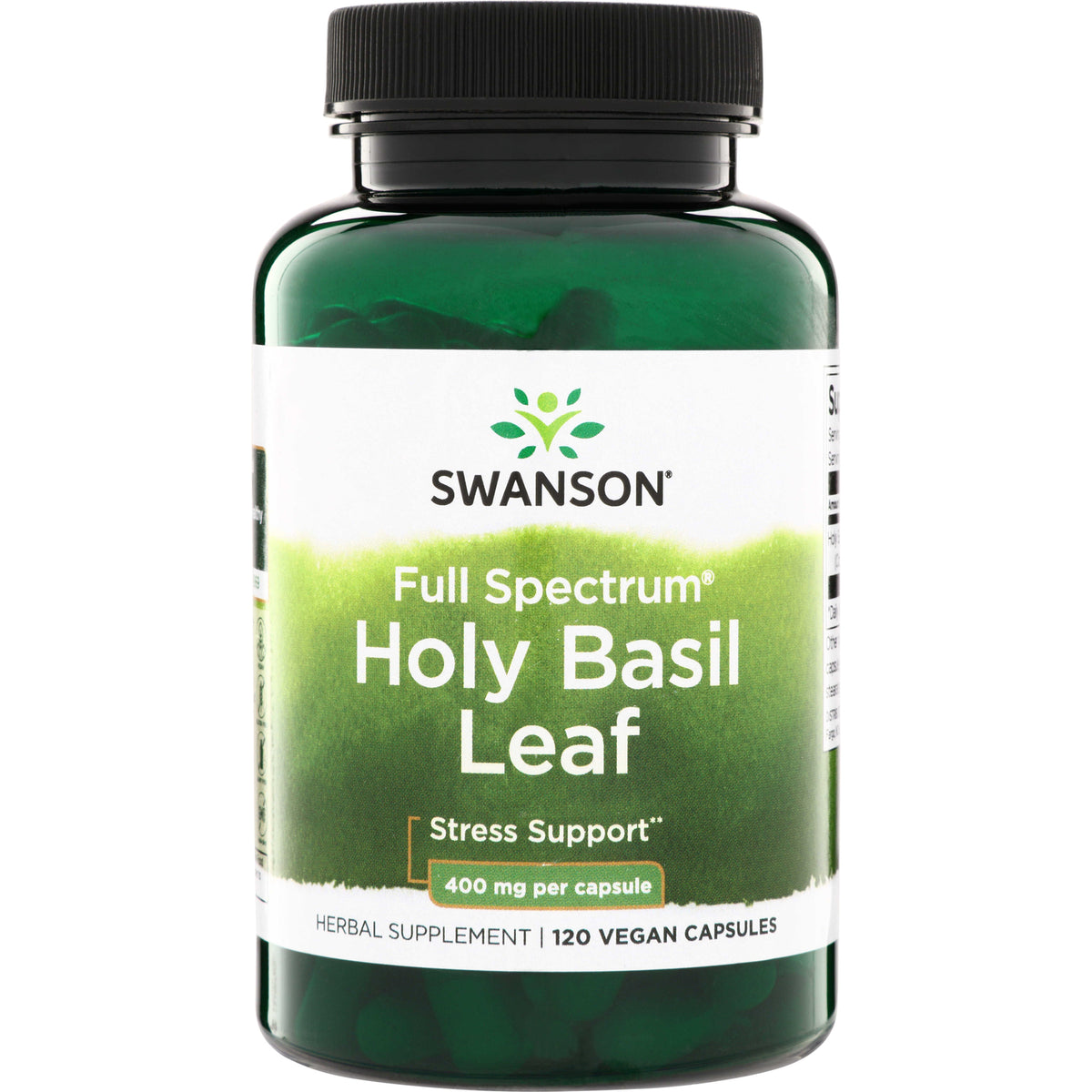 SW1119 | Swanson Full Spectrum Holy Basil Leaf, 400 mg per capsule, 120 vegan capsules