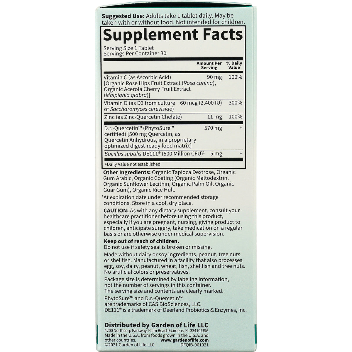 GLF360 | back panel with Supplement Facts, serving size, ingredients and caution statements